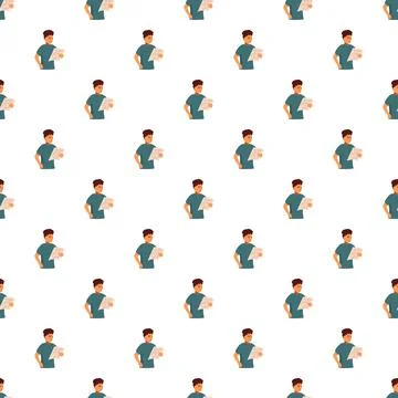 Man reading newspaper seamless pattern background Illustrazione stock
