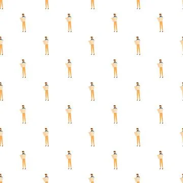Man reading newspaper seamless repeating pattern design 库存插图