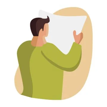 Man reading a newspaper on a white background. Vector illustration. Stock Illustration