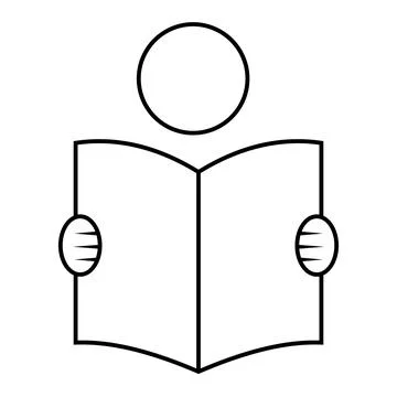 Man reading an open book, simple reader icon Stock Illustration