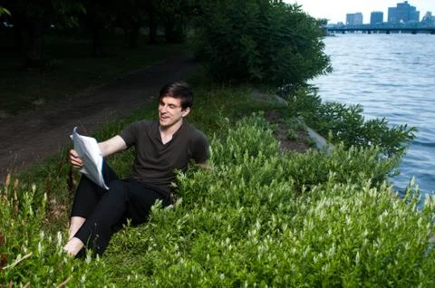Man reading papers Stock Photos
