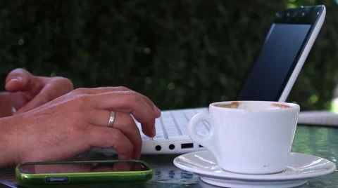 Man Reading Something on Laptop or Checking Stuff Stock Footage 49447375