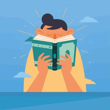 Man reading text book Stock Illustration