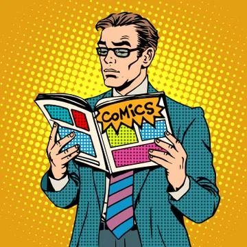 Man reads comic book Stock Illustration