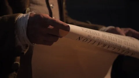 Man reads Declaration of Independence in Tavern Stock Footage