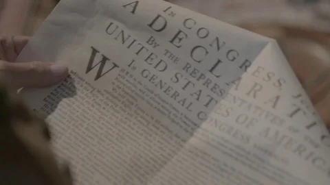 Man reads Declaration of Independence in Tavern Stock Footage 81226043