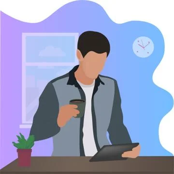 A man reads an e-book Stock Illustration