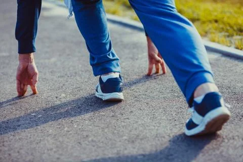 The man is ready to run Stock Photos