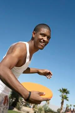 Man Ready To Throw Flying Disc Stock Photos