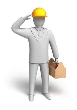 Man ready to work, 3D man Stock Illustration