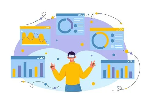 Man with reality simulation vector concept Stock Illustration