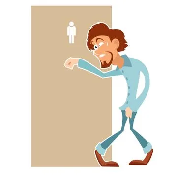 Man really needs to visit the toilet Stock Illustration