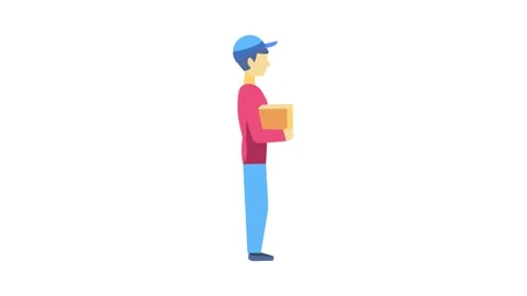 A man receives a package from a delivery man, both smiling as they interact.. 스톡 동영상 332321848