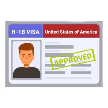 Man receiving approved h 1b work visa united states of america permit Stock Illustration