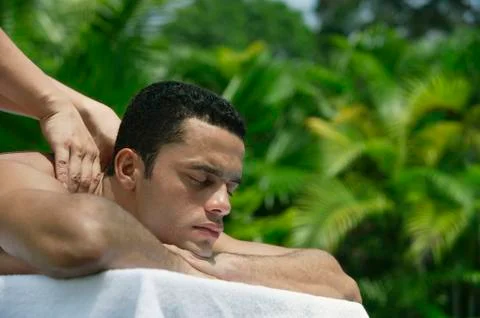 Man receiving massage Stock Photos