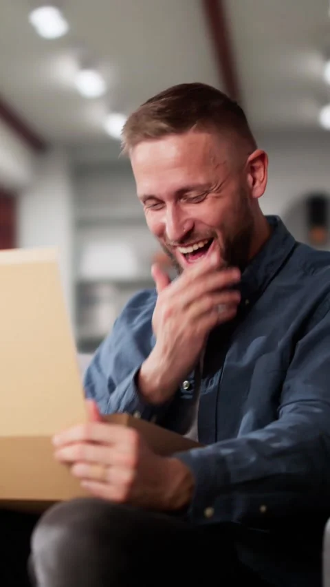 Man Receiving Parcel Or Delivery Package 스톡 동영상 294722150