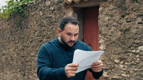 Man Receiving A Surprise Reading A Letter Stock Footage 293175560
