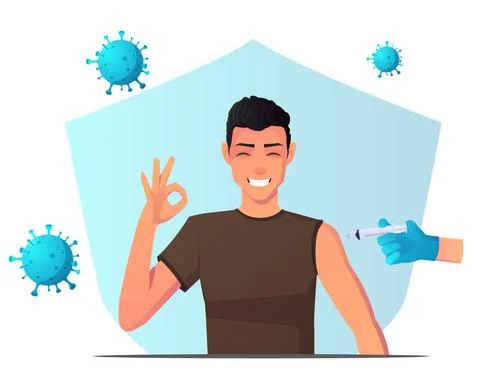 Man Receiving Vaccine And Developing Immunity And Protected From Virus, with  Stock Illustration