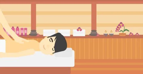 Man recieving massage vector illustration Illustrazione stock