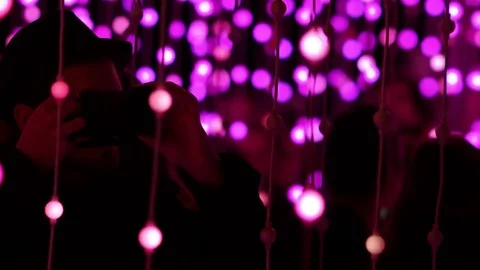 Man Recording Light Instalation Stock Footage 81493324