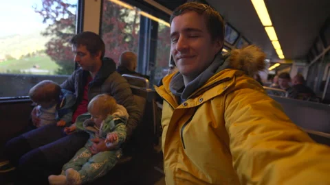 Man records video of fun trip to Switzerland by train Stock Footage 228924868