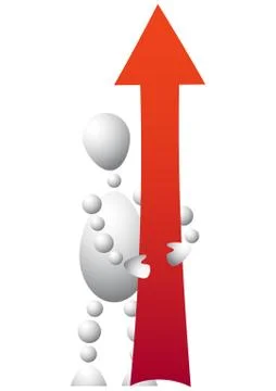 Man with red up-arrow Stock Illustration