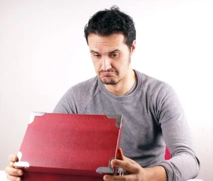 Man with red box Stock Photos