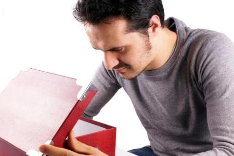 Man with red box Stock Photos
