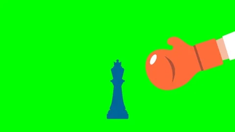 Man with red boxing gloves fighting with chess king. Challenge and strategy Stock Footage 323060236