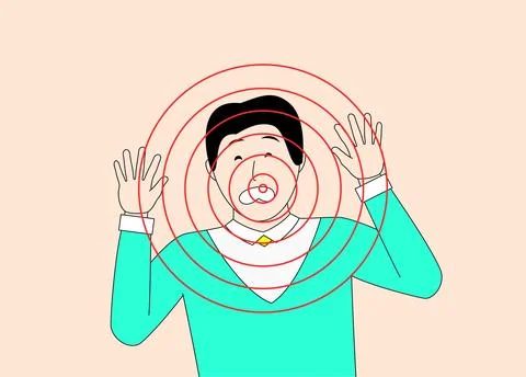 Man with a red circle pattern on his head Stock Illustration