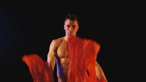 Man with red cloth Stock Footage 100424867