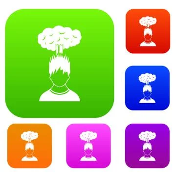 Man with red cloud over head set collection Illustrazione stock