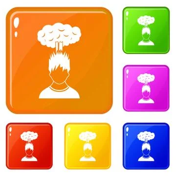Man with red cloud over head icons set vector color Illustrazione stock