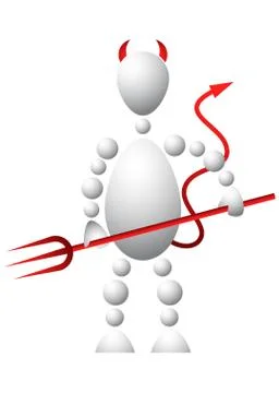 Man with red horns, tail and pitchfork as devil Stock Illustration