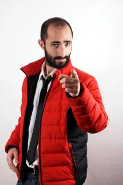 Man with red jacket Stock Photos