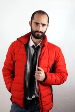 Man with red jacket Stock Photos