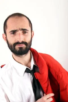 Man with red jacket Stock Photos