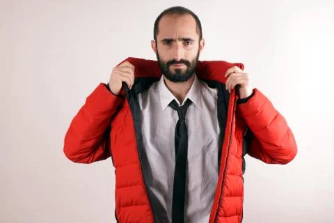 Man with red jacket Stock Photos