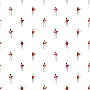 Man in red jacket pointing seamless pattern background Ilustração Stock