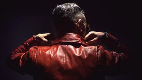 Man in Red Leather Jacket Stock Photos