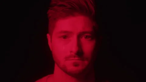 Man With Red Lights On Face Stock Footage 270309676