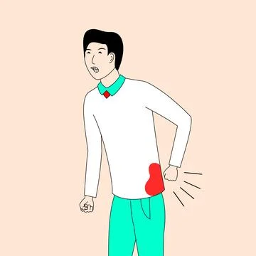 Man with a red mark on his back Stock Illustration