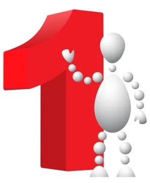 Man with red symbol of 1 Stock Illustration