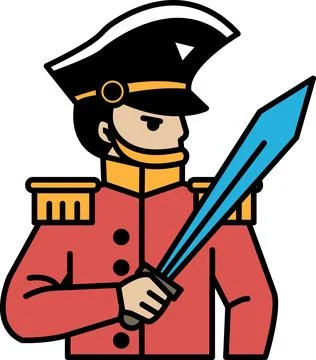A man in a red uniform holding a sword Stock Illustration