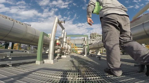 Man in Refinery plant 库存影片 42652970