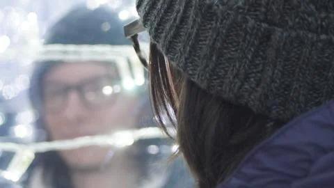 Man is reflected in shining mirror Stock-Fotos