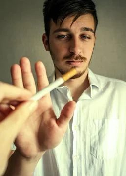 Man refuse a Cigarette Stock Photos
