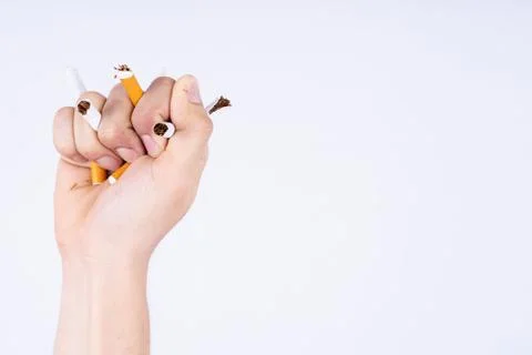 Man refusing cigarette concept for quitting smoking. No smoking campaign conc Stock Photos