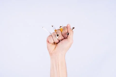 Man refusing cigarette concept for quitting smoking. No smoking campaign conc Stock Photos