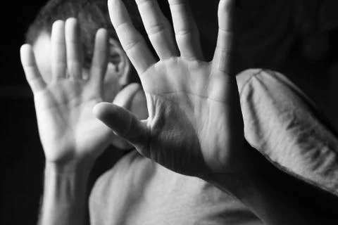 Man refusing denied showing with hands that hi is not going to do or accept s Stock Photos